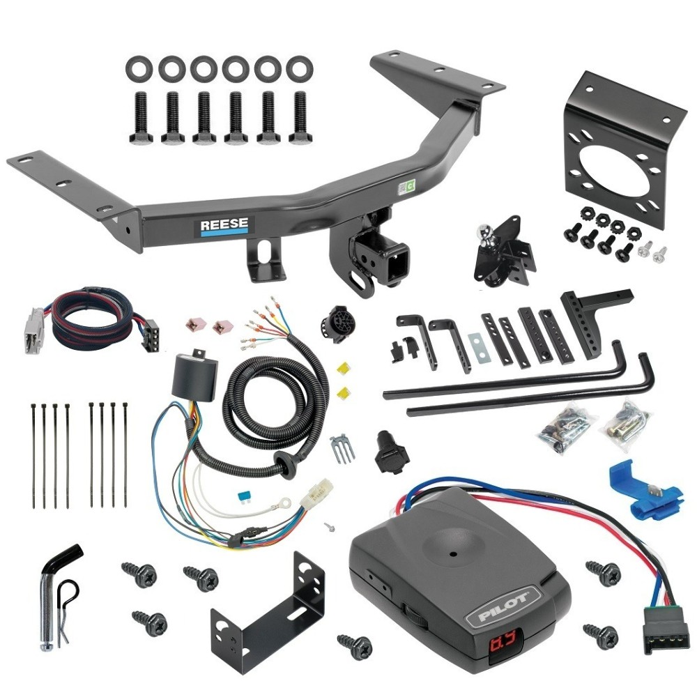 For 2016-2022 Honda Pilot Trailer Hitch kit by: Reese For 2016-2022 Honda Pilot Trailer Hitch Tow PKG w/ 8K Round Bar Weight Distribution Hitch w/ 2-5/16" Ball + Pin/Clip + Pro Series Pilot Brake Control + Plug & Play BC Adapter + 7-Way RV Wiring By Reese Towpower