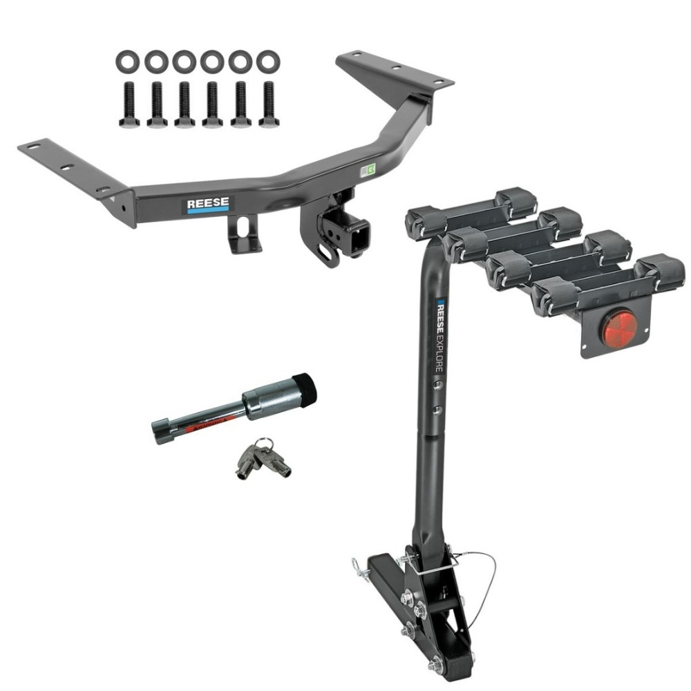 For 2014-2020 Acura MDX Trailer Hitch kit by: Reese For 2014-2020 Acura MDX Trailer Hitch Tow PKG w/ 4 Bike Carrier Rack + Hitch Lock (Excludes: w/Full Size Spare Tire Models) By Reese Towpower