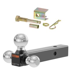 Triple Ball Mount Hitch Kit with Anti-Rattle Hitch Pin – 2" Receiver, Chrome Balls (1-7/8", 2", 2-5/16")