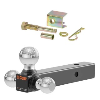 Triple ball hitch mount kit with anti-rattle pin, fits 2-inch receiver, chrome balls