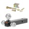 Triple ball hitch mount kit with anti-rattle pin, fits 2-inch receiver, chrome balls