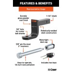 CURT Class 1 Long Shank Ball Mount with 5/8" Chrome Hitch Lock Class 1 Ball Mount with 9-3/8" Shank and 5/8" Hitch Lock – Fits 1-1/4" Receiver