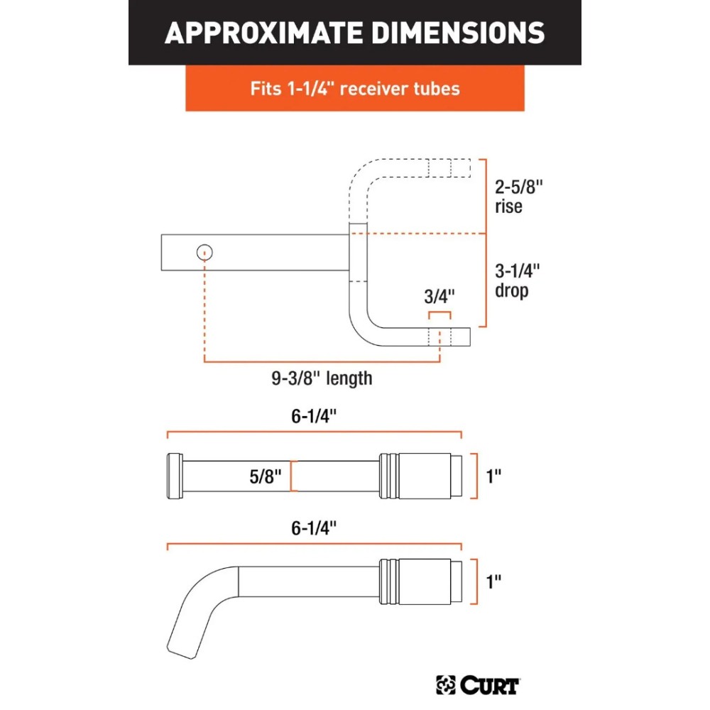 CURT Class 1 Ball Mount & Switch Ball Trailer Ball Set with Lock – 1-1/4" Receiver Class 1 Ball Mount with Switch Ball Set and Channel Lock – Fits 1-1/4" Receiver
