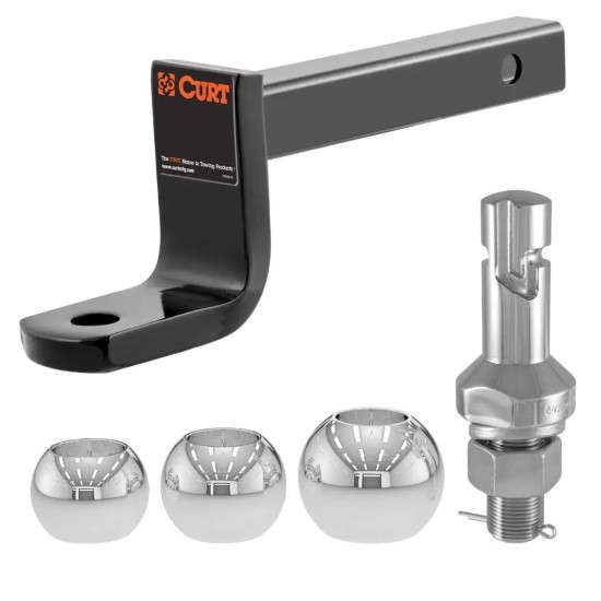 CURT Class 1 Ball Mount and Switch Ball Trailer Ball Set – 1-1/4" Receiver Class 1 Ball Mount with Switch Ball Trailer Ball Set – Fits 1-1/4" Receiver, 2,000 lb