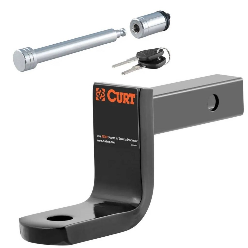 Class 1 Trailer Ball Mount and Hitch Lock Bundle – CURT Towing Security Kit Class 1 Ball Mount with 3-1/4" Drop and Hitch Lock for 3" Receiver – Lightweight Towing Kit
