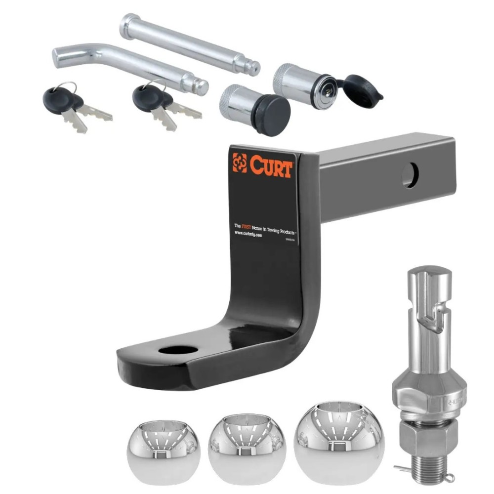Class 1 Ball Mount Towing Kit with 3-Ball Set & Channel Lock – CURT 1-1/4" Receiver CURT Class 1 Ball Mount with Switch Ball Set and Channel Lock for 1-1/4" Receiver