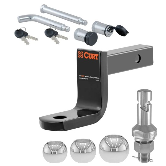 Class 1 Ball Mount Towing Kit with 3-Ball Set & Channel Lock – CURT 1-1/4" Receiver CURT Class 1 Ball Mount with Switch Ball Set and Channel Lock for 1-1/4" Receiver