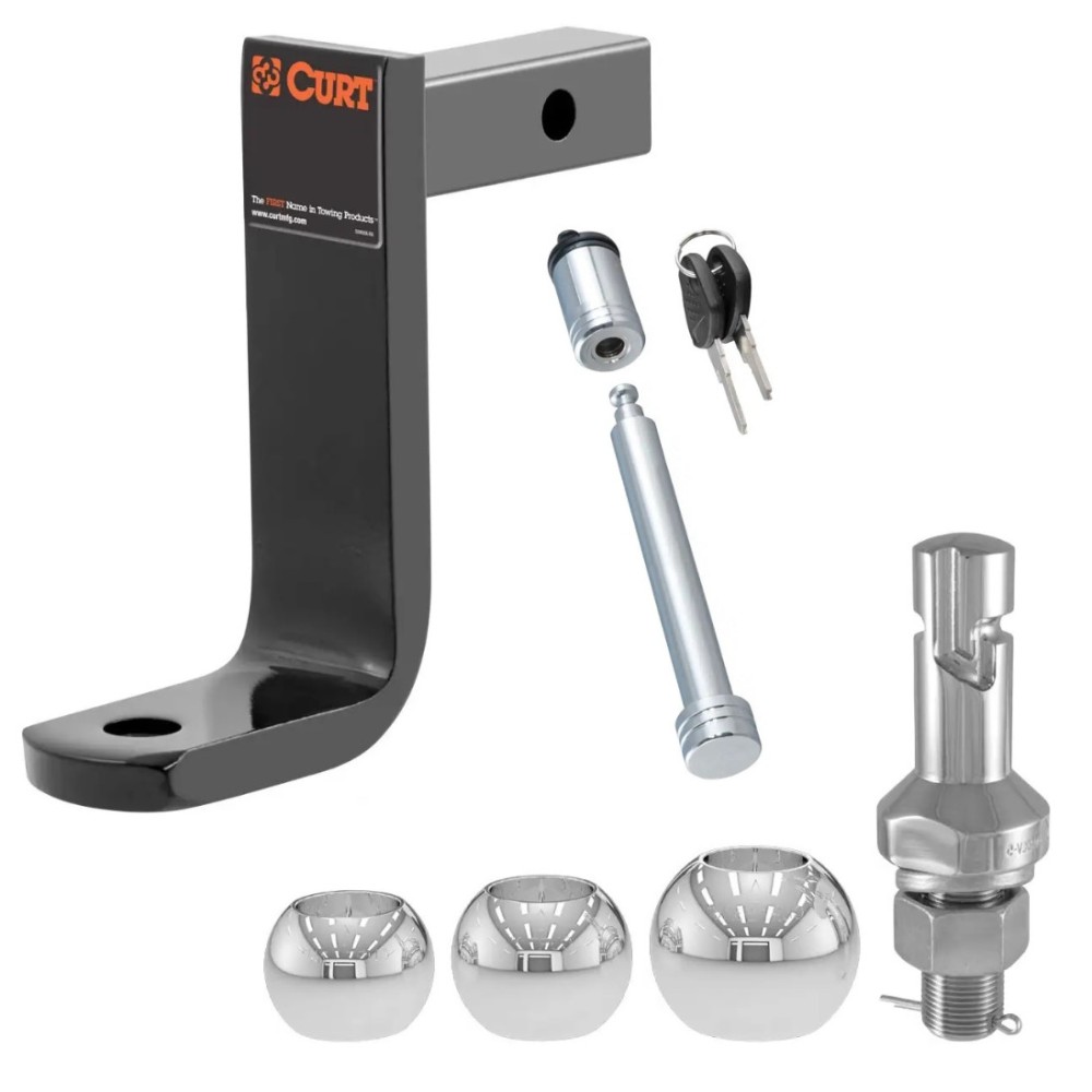 CURT 3-Ball Set with 1-1/4" Shank Ball Mount and Hitch Lock CURT Class 1 Ball Mount with Switch Ball Set and Hitch Lock for 3" Receiver