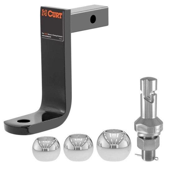 CURT Class 1 Ball Mount Kit with Switch Ball Trailer Balls – Lightweight Towing CURT Class 1 Ball Mount with 6" Drop and Switch Ball Set 1-7/8", 2", 2-5/16"