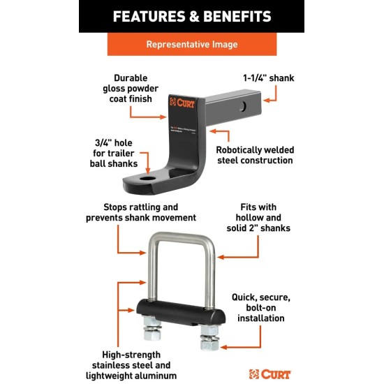 Class 1 Hitch Ball Mount Kit with 3-Ball Switch Set and Rattle Clamp Class 1 Ball Mount with Switch Ball Set and Anti-Rattle Clamp Bundle