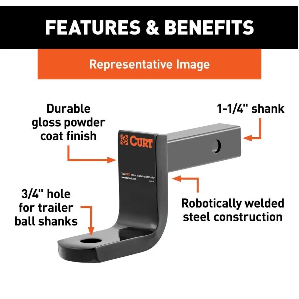 CURT Class 1 Ball Mount Kit with Switch Ball Trailer Balls – Lightweight Towing CURT Class 1 Ball Mount with 6" Drop and Switch Ball Set 1-7/8", 2", 2-5/16"