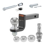CURT Towing Kit for 1-1/4" Hitch with 2" Ball, 3-Ball Switch Set, and 5/8" Lock CURT 1-1/4" Hitch Towing Starter Kit with 2" Ball, Switch Ball Set & Hitch Lock