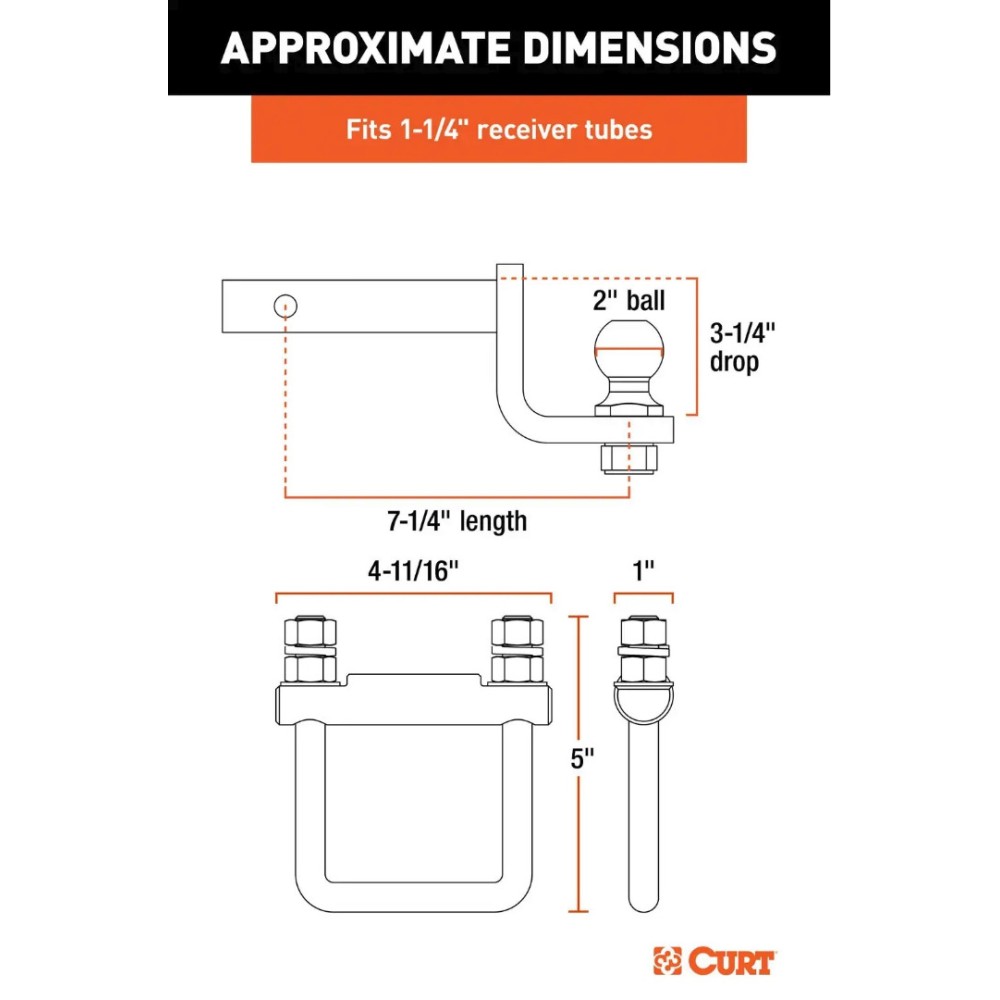 CURT 2" Ball Towing Kit with Anti-Rattle Hitch Clamp & Switch Ball Set – 3,500 lbs CURT Towing Kit with 2" Ball, Anti-Rattle Clamp & Switch Ball Set for 1-1/4" Hitch