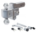 CURT AlumaLite Adjustable Hitch Mount with Dual Ball and Lock Set, 3-1/2" Drop