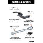 CURT Class 2 Ball Mount with 3-1/8" Rise and 5/8" Hitch Lock for 1-1/4" Receiver