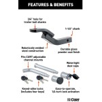 CURT 3,500 lb Class 2 Ball Mount with Lock Set – 1-1/4" Shank, Light-Duty Towing CURT Class 2 Ball Mount with 3-1/8" Rise and Channel Mount Lock Set for 1-1/4" Hitch