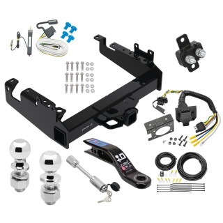Custom Fit Trailer Hitch7-Way Wiring Harness (Requires Splicing)3" Drop Ball Mount2-5/16" and 2" Chrome Ball Dogbone Style Towing LockInstallation Hardware Installation Instructions 45520 20252 85343 20506 7012A 45322 63840 63830 63252 D Trailer Tow Hitch For 19-24 Ford F-350 F-450 F-550 Super Duty Cab and Chassis Class V w/ 7-Way Wiring Kit 2-5/16" and 2" Ball 10" Long 3" Drop Draw Bar and Towing Lock