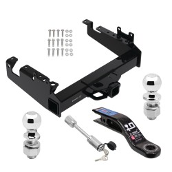 Trailer Tow Hitch For 19-24 Ford F-350 F-450 F-550 Super Duty Cab and Chassis Class V w/ 2-5/16" and 2" Ball 10" Long 3" Drop Draw Bar and Towing Lock