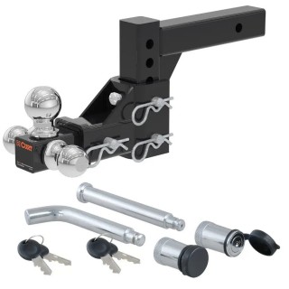 CURT Tri-Ball Hitch Mount (1-7/8, 2, 2-5/16 Inch Balls) with Lock – 10,000 lbs GTW CURT Adjustable Tri-Ball Trailer Hitch Mount with Lock Set – 10,000 lbs, Fits 2" Receiver