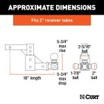 CURT Tri-Ball Adjustable Hitch for 2 Inch Receiver with Anti-Rattle Pin – 10K Capacity CURT Adjustable Tri-Ball Hitch Mount with 1-7/8, 2, 2-5/16 Inch Balls and Anti-Rattle Pin – 10,000 lbs for 2" Receiver