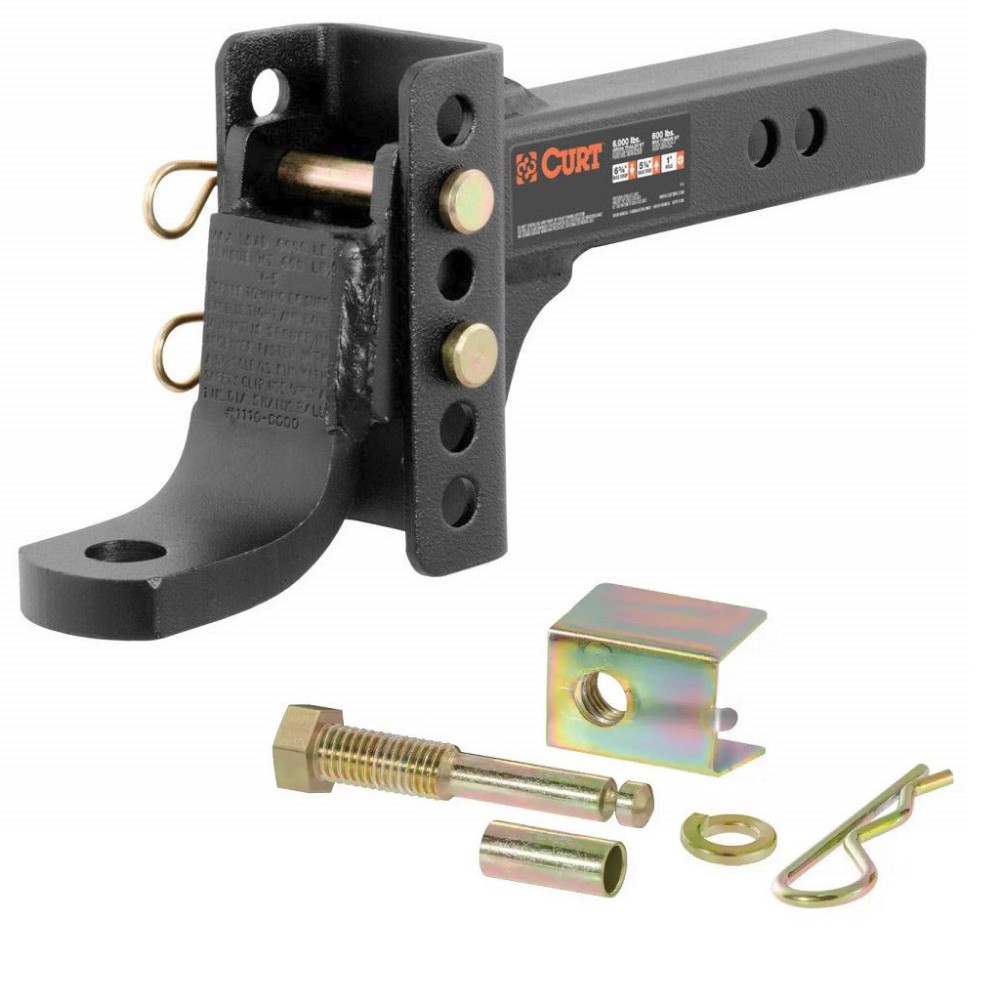 CURT 6,000 lb Adjustable Ball Mount with Anti-Rattle Hitch Pin CURT Adjustable Trailer Hitch Ball Mount with Anti-Rattle Pin for 2" Receiver