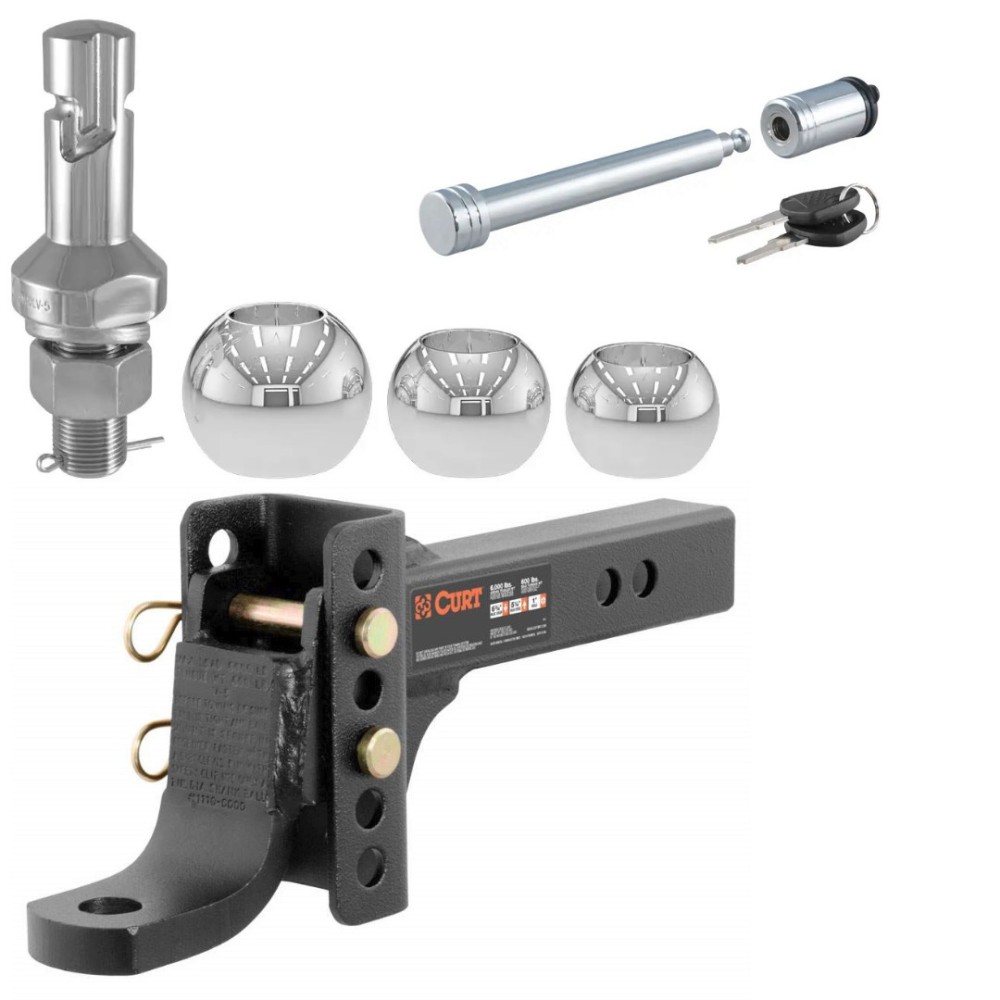 CURT Adjustable Hitch Ball Mount Kit with Triple Ball Set and 3" Receiver Lock CURT adjustable ball mount with switch ball trailer ball set and hitch lock