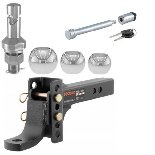 CURT Adjustable Hitch Ball Mount Kit with Triple Ball Set and 3" Receiver Lock CURT adjustable ball mount with switch ball trailer ball set and hitch lock