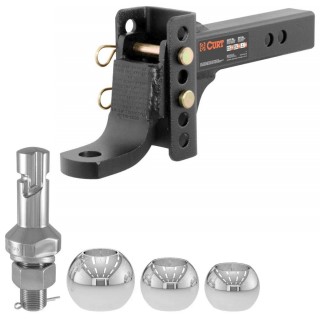 CURT Adjustable Channel Ball Mount with Triple Switch Ball Set – Chrome 2" CURT Adjustable Drop Hitch with 3-Way Switch Balls – 2" Receiver, 6,000 lbs