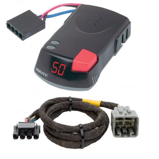 Hopkins Agility Trailer Brake Control for 05-07 Ford F-250 F-350 F-450 F-550 w/ Plug Play Wiring Adapter Proportional Eletric Trailer Brakes Module Box Controller