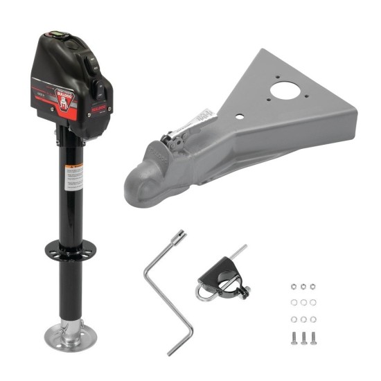 Bulldog 4,000 lb powered drive A-Frame trailer jack with 8,000 lb coupler