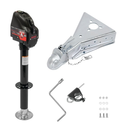 Bulldog 4K Powered Drive A-Frame Trailer Jack with 15K Cast-Head Coupler for 2-5/16″ Ball