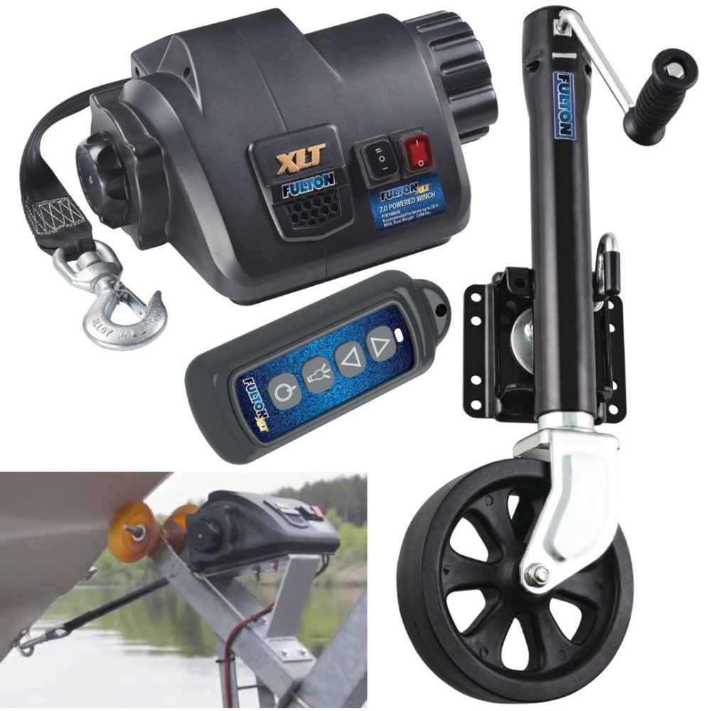 Fulton Electric Powered XP Boat Trailer Winch 7K + Trailer Jack 1500 lbs 5 Year Warranty + Hardware Bolt-On Side Mount Fulton Electric Powered XP Boat Trailer Winch 7K + Trailer Jack 1500 lbs 5 Year Warranty + Hardware Bolt-On Side Mount