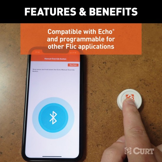 CURT Echo Manual Override Button - Controller for Bluetooth Brake Controllers #51189 CURT Echo Manual Override Button - Controller for Bluetooth Brake Controllers #51189
