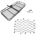 Reese Rambler Hitch Basket 60x24 with Net and Chrome Lock – Fits 2 Inch Receiver Reese 60x24 Hitch Cargo Carrier with Bungee Net and Dog Bone Hitch Lock – 500 lb Capacity