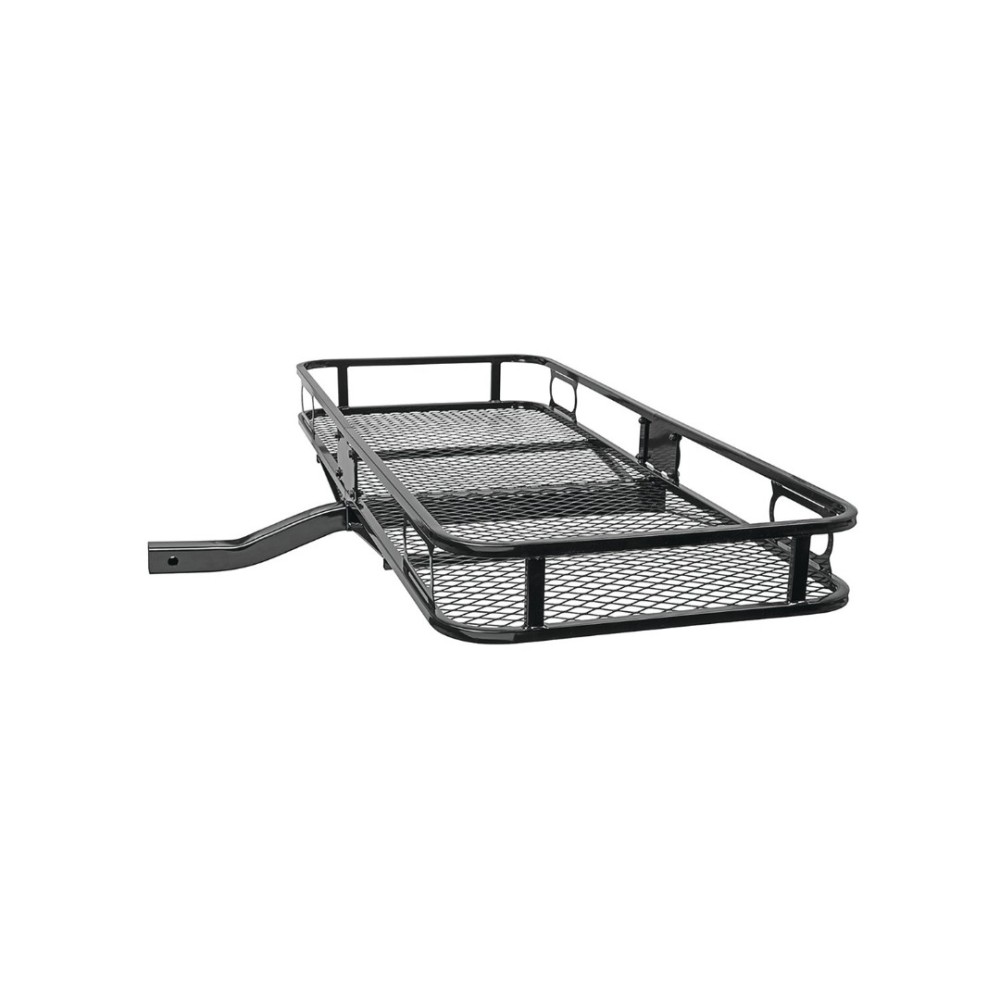 Reese Rambler Hitch Basket with Cargo Net & Anti-Rattle J-Pin – 2" Receiver, 500 lb Reese 60x24 Hitch Cargo Carrier with 36x48 Bungee Net and J-Pin Anti-Rattle Lock