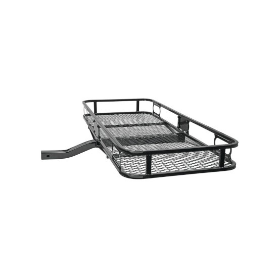 Reese Rambler Hitch Basket with Cargo Net & Anti-Rattle J-Pin – 2" Receiver, 500 lb Reese 60x24 Hitch Cargo Carrier with 36x48 Bungee Net and J-Pin Anti-Rattle Lock