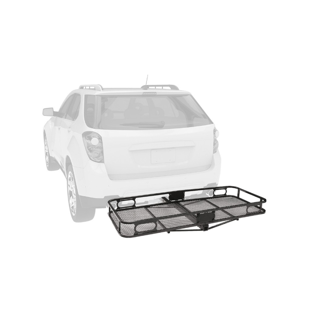 Reese Rambler Hitch Basket with Cargo Net & Anti-Rattle J-Pin – 2" Receiver, 500 lb Reese 60x24 Hitch Cargo Carrier with 36x48 Bungee Net and J-Pin Anti-Rattle Lock