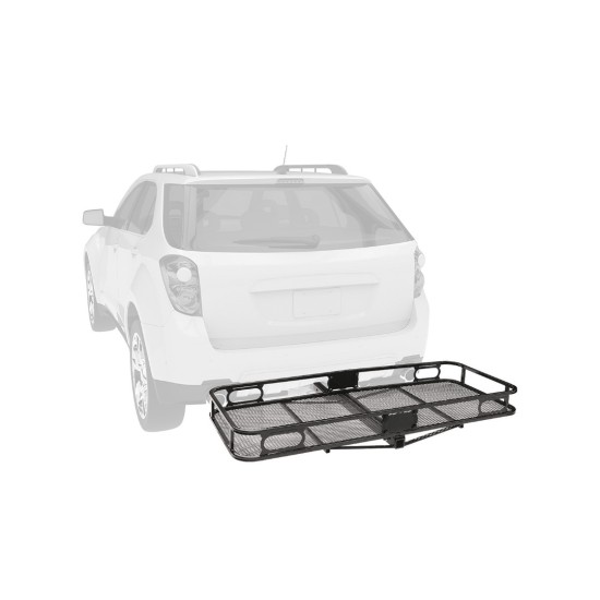 Reese Rambler Hitch Basket with Cargo Net & Anti-Rattle J-Pin – 2" Receiver, 500 lb Reese 60x24 Hitch Cargo Carrier with 36x48 Bungee Net and J-Pin Anti-Rattle Lock