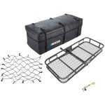 Reese Rambler 48x20 Hitch Cargo Carrier Bundle – Bag, Net & J‑Pin Reese Rambler hitch cargo carrier bundle with 48×20 basket, expandable bag, cargo net, J‑Pin anti‑rattle – 300 lb, 1‑1/4″ receiver