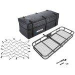 Rambler Hitch Basket Bundle – Expandable Bag, Cargo Net, Dog Bone Lock REESE Rambler 48" Hitch Cargo Carrier with Olympia Expandable Bag, Net & Lock