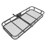 Reese Rambler Hitch Carrier with Bungee Net and J-Pin Stabilizer Reese Rambler 20x47 Hitch Cargo Carrier with Net and J-Pin Anti-Rattle Device
