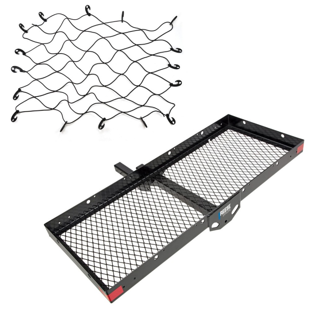 Reese Cargo Carrier with Bungee Net – 500 lb Capacity Reese 20x48 hitch cargo carrier basket with 36x48 bungee net