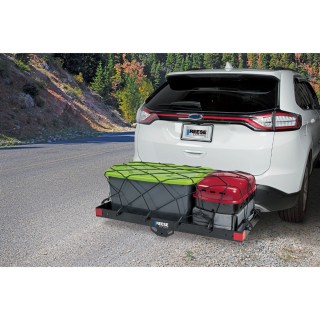 Reese 20 x 48 Hitch Basket Cargo Carrier Combo Reese 20x48 Hitch Cargo Carrier Basket with Bungee Net and Dog Bone Lock