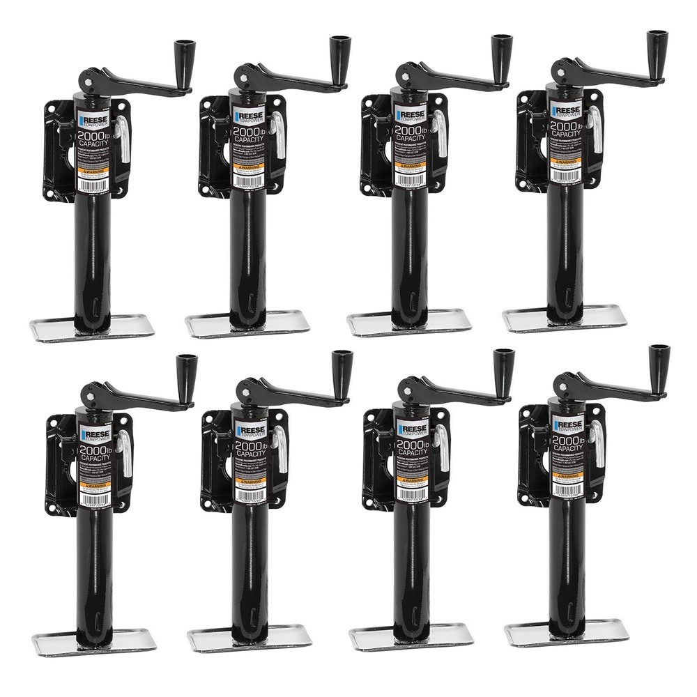 Reese 8-Pack 2K Snap Ring Swivel Trailer Jacks with 10" Lift and Topwind Handle