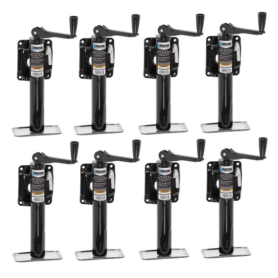 Reese 8-Pack 2K Snap Ring Swivel Trailer Jacks with 10" Lift and Topwind Handle