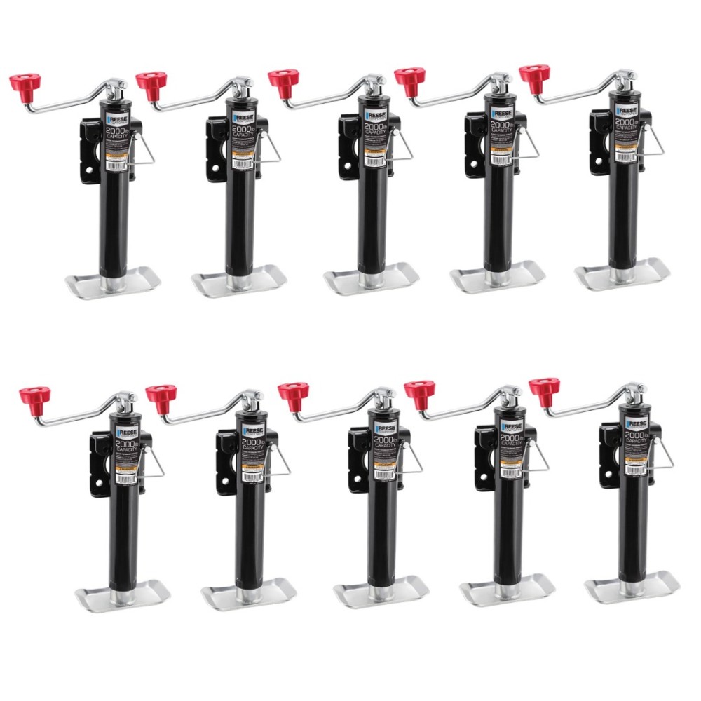 Reese 10-Pack 2K Snap Ring Swivel Trailer Jacks with 10" Lift and Topwind Handle