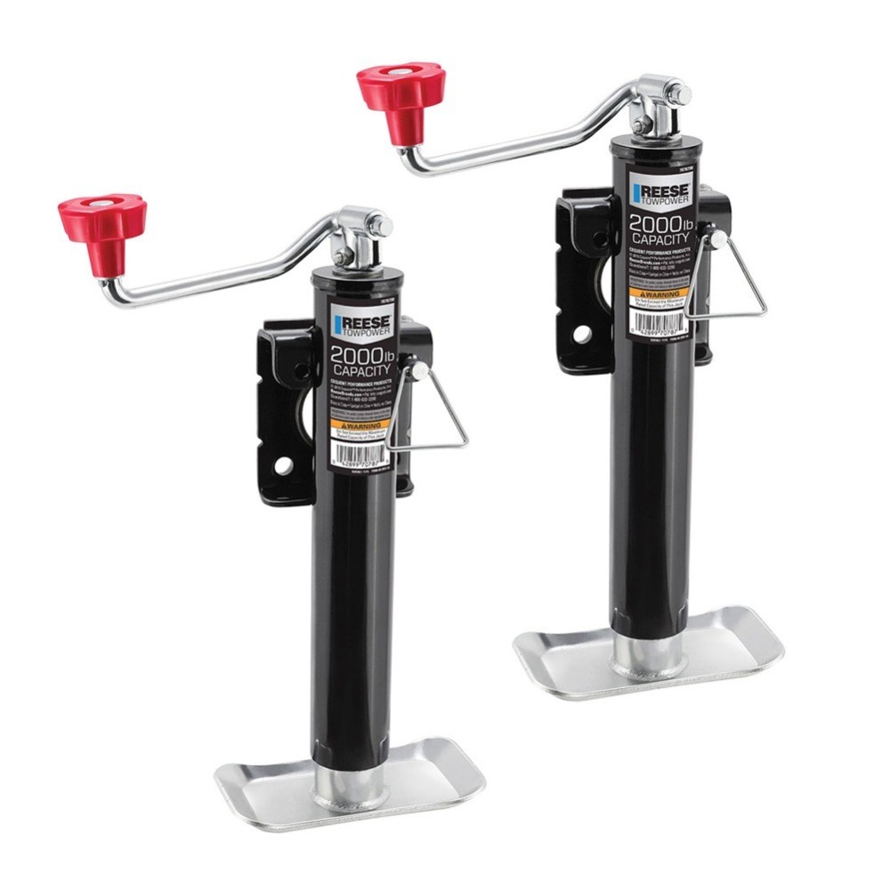 Reese 2K Weld-On Snap Ring Swivel Trailer Jack with 10" Lift and Topwind Handle – 2-Pack