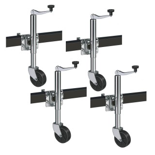 Reese 600 lb topwind swivel trailer jack – 4 pack with wheel and 10" lift Reese 600 lb bolt-thru swivel trailer jack with 6 inch wheel and 10 inch lift