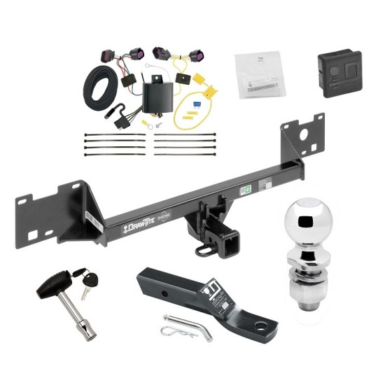 Custom Fit Trailer Hitch Wiring Harness (Plug & Play) 2" Drop Ball-Mount w/ Pin/Clip 2" Chrome Ball Security Lock Pin Rubber Hitch Plug Cover Installation Hardware Installation Instructions 75219 118719 23 63845 580407 7010 Draw-Tite Traile Trailer Tow Hitch For 15-23 RAM ProMaster City Deluxe Package Wiring 2" Ball and Lock