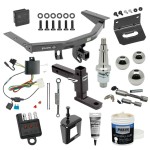 For 14-20 Acura MDX Trailer Hitch Tow PKG Wiring+Adjustable Drop Rise Ball Mount+Interchangeable 1-7/8" & 2" & 2-5/16" Balls+Bracket+Dual Hitch & Locks + Wiring Tester+Ball Lube+Electric Grease+Ball Wrench+Anti Rattle Device